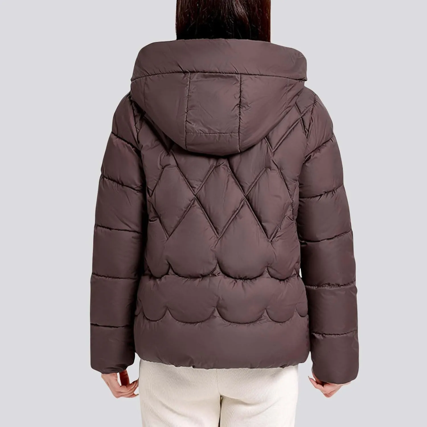 Lmdudan Women's Winter Coats Lightweight Jacket Hooded Warm Cropped Puffer Jackets Plus Size Down Coat with Pockets