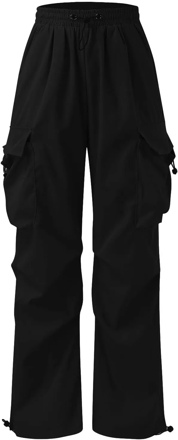 Men Baggy Cargo Pants Drawstring Casual Parachute Pants Trendy Loose Harem Joggers Sweatpants Streetwear with Pockets