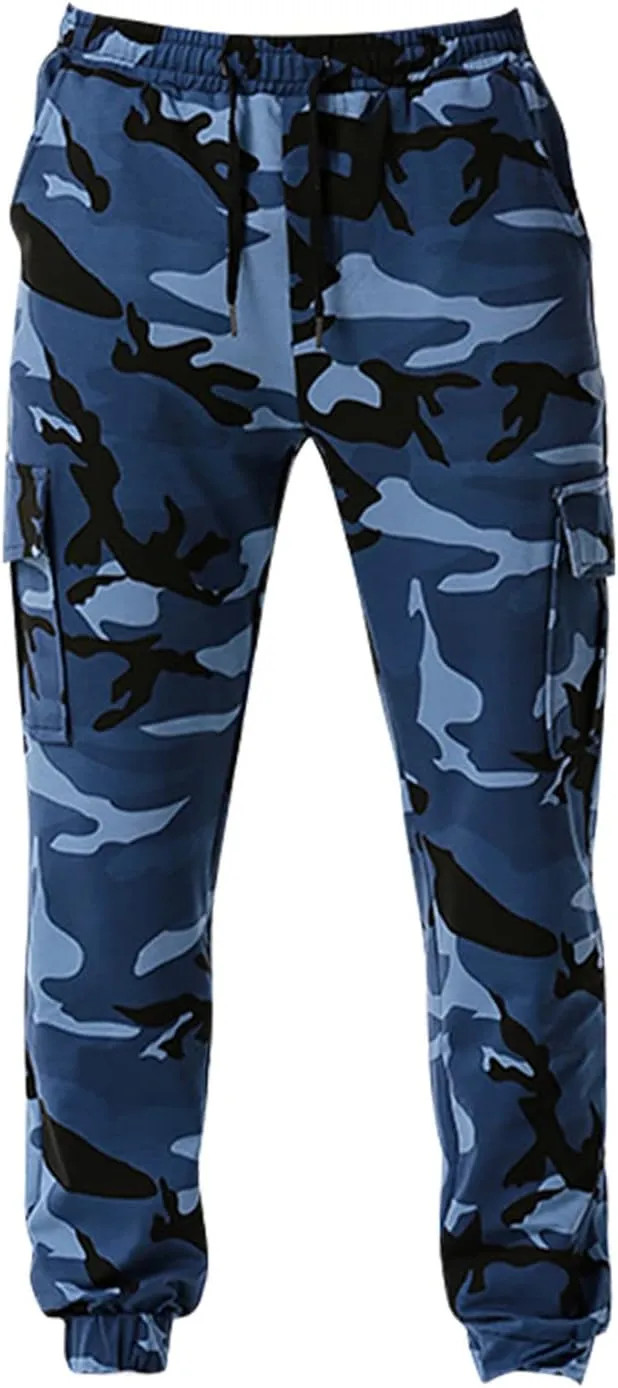 Men Camo Cargo Jogger Sweatpants Casual Camouflage Work Cargo Pants Baggy Elastic Waist Pants with Pockets