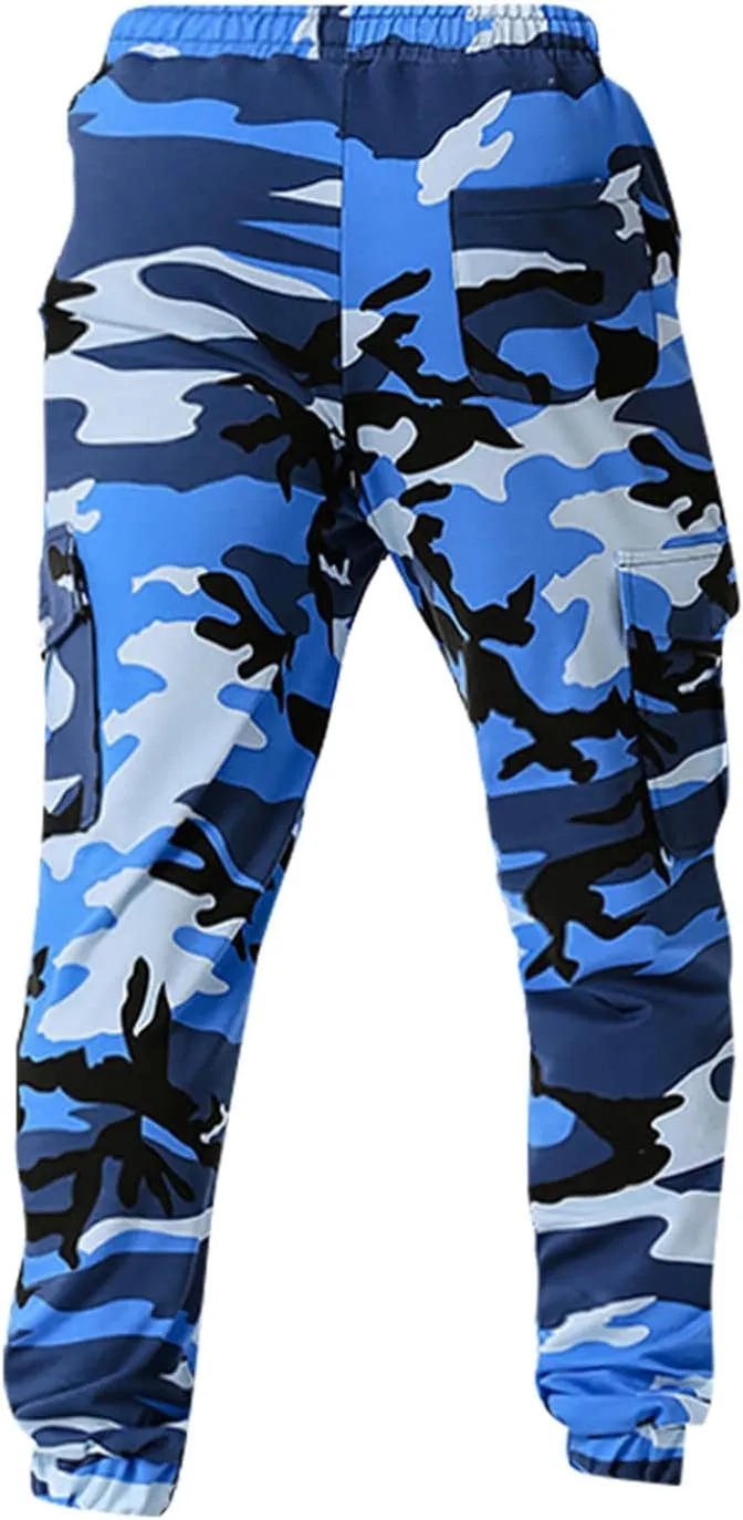 Men Camo Cargo Jogger Sweatpants Casual Camouflage Work Cargo Pants Baggy Elastic Waist Pants with Pockets