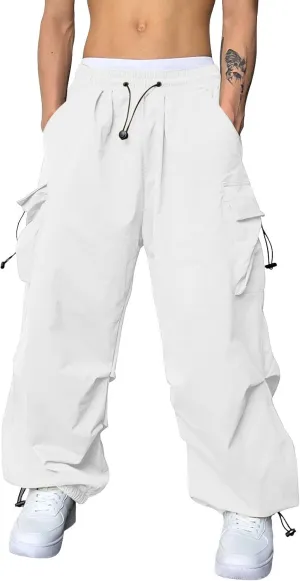 Men Cargo Joggers Pants Parachute Pants Lounge Drawstring Relaxed Fit Hip Hop Lightweight Stretch Loose Workout Pants