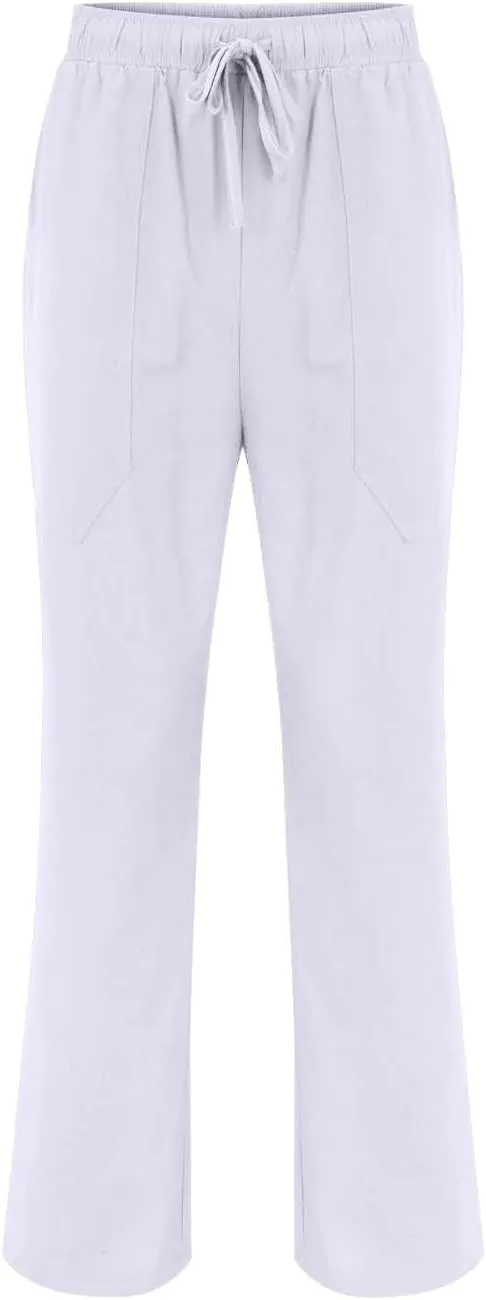 Mens 2024 Fashion Cotton and Linen Trousers Daily Lightweight Drawstring Straight Leg Pants Summer Quick Drying Combat Pants