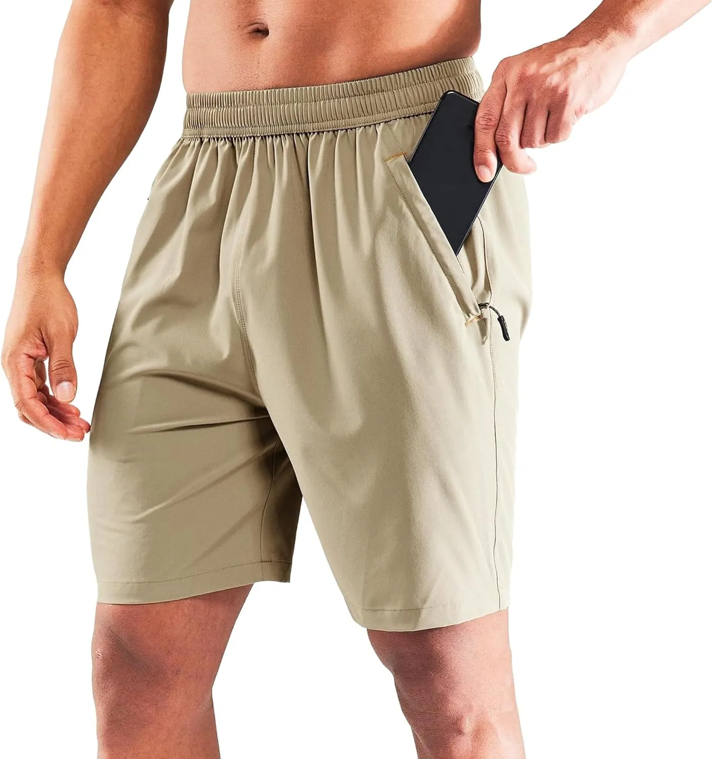 Men's 7" Stretch Quick Dry Summer Shorts Breathable Comfort Running Short Solid Loose Fit Workout Shorts