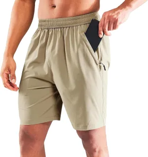 Men's 7" Stretch Quick Dry Summer Shorts Breathable Comfort Running Short Solid Loose Fit Workout Shorts