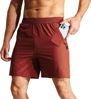 Men's 7" Stretch Quick Dry Summer Shorts Breathable Comfort Running Short Solid Loose Fit Workout Shorts