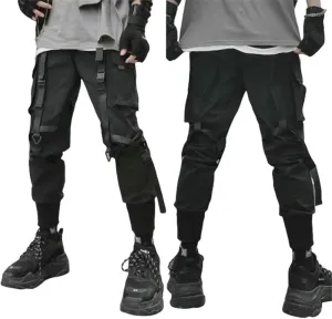 Men's American Style Distressed Pocket Harem Cargo Joggers Skinny Leg Casual