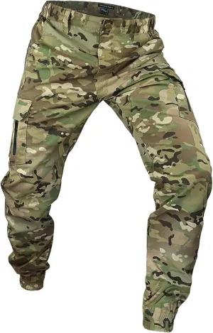 Men's Camo Jogger Pants Military Army Combat Cargo Pants Leg-Bound Tapered Casual Camouflage Tactical Pants