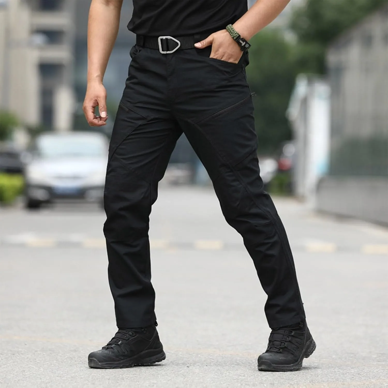 Mens Cargo Pants Baggy Casual Trousers Hiking Straight Tactical Pants Multi Pockets Water Resistant Work Pants