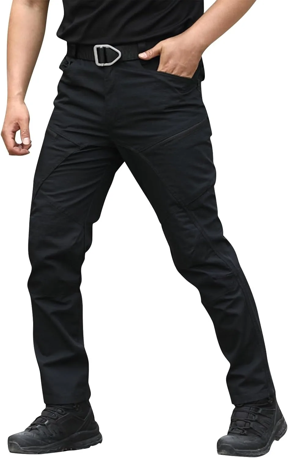 Mens Cargo Pants Baggy Casual Trousers Hiking Straight Tactical Pants Multi Pockets Water Resistant Work Pants