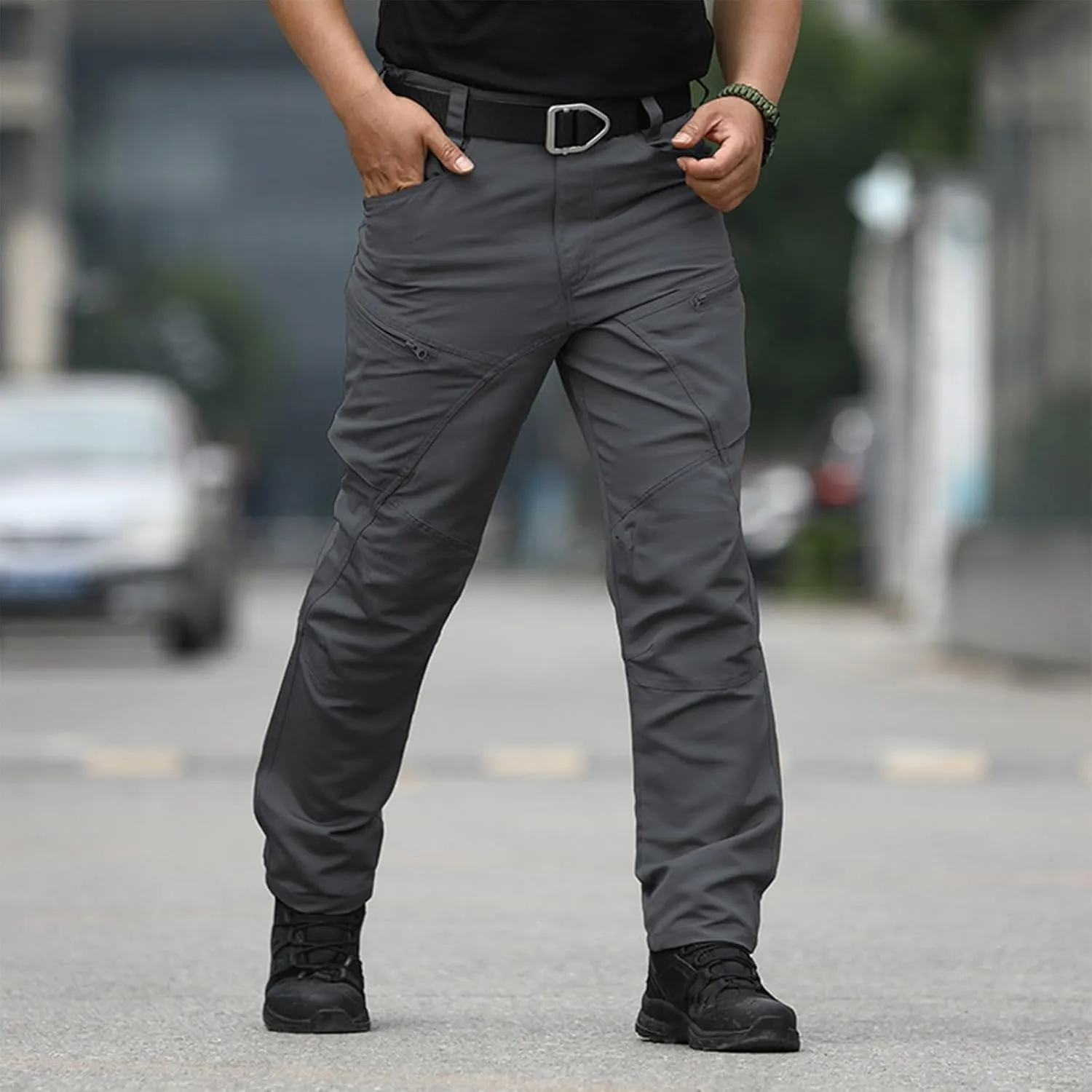 Mens Cargo Pants Baggy Casual Trousers Hiking Straight Tactical Pants Multi Pockets Water Resistant Work Pants