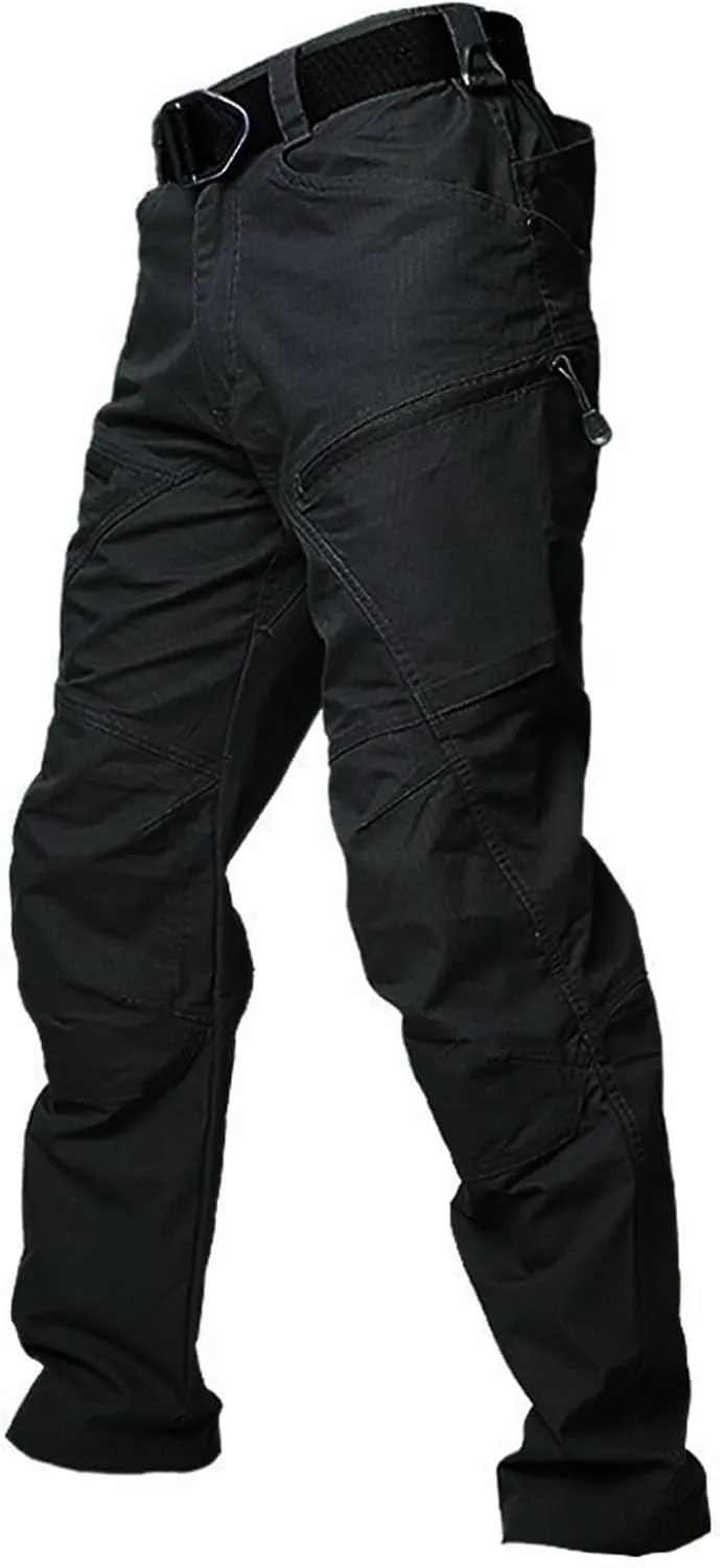 Mens Cargo Pants Baggy Casual Trousers Hiking Straight Tactical Pants Multi Pockets Water Resistant Work Pants