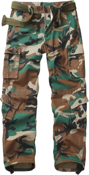 Men's Cargo Pants, Casual Outdoor Camo Pants, Relaxed Fit Work Pants with Multi Pockets