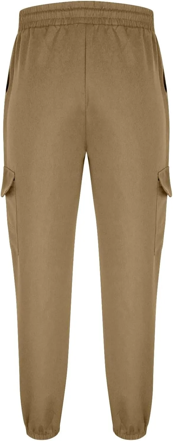Men's Cargo Pants Drawstring Elastic Waist Jogger Multi Pockets Summer Hiking Stretch Stylish Baggy Athletic Trousers