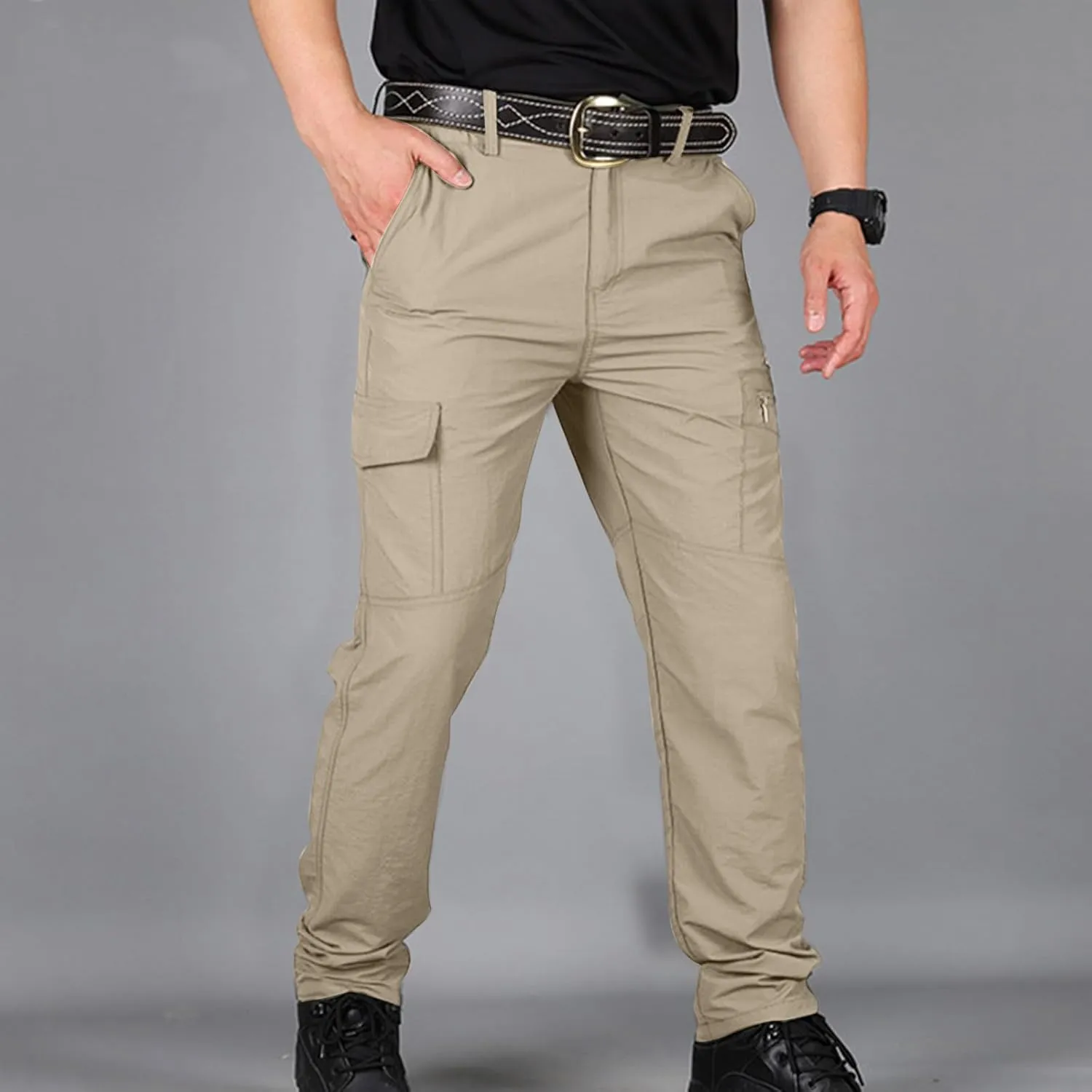 Men's Cargo Pants Outdoor Active Quick Dry Camping Fishing Pants Workout Regular Straight Stretch Pants With Multi Pockets