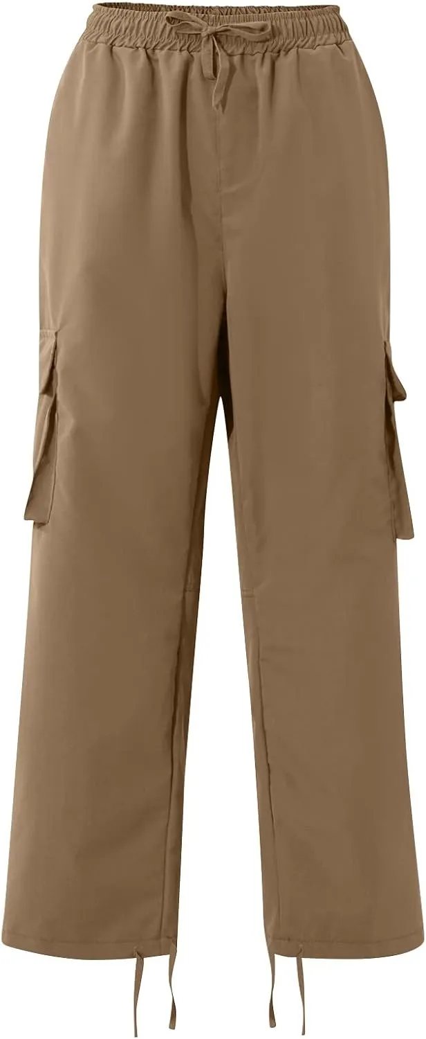 Men's Cargo Pants Relaxed fit Stretch Cargo Work Pants Drawstring Waist Straight Leg Lounge Pants with Multi Pockets