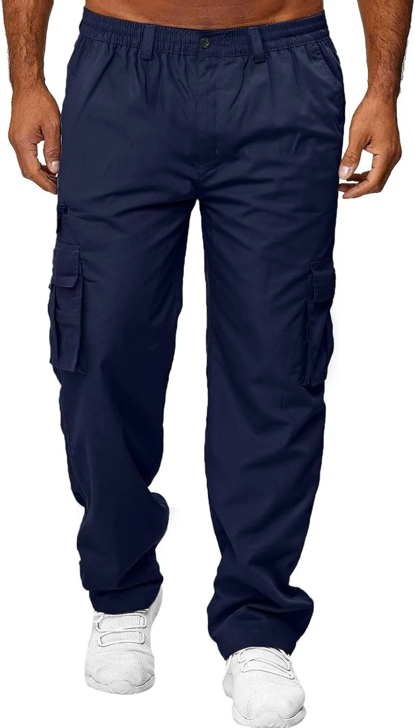 Men's Cargo Sweatpants Open Bottom Hiking Jogger Cargo Sweatpants for Men with Pockets Mens Black Sweatpants