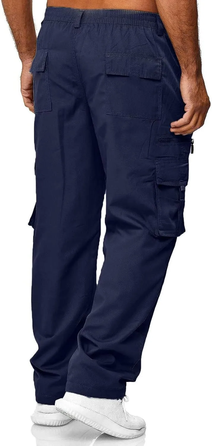 Men's Cargo Sweatpants Open Bottom Hiking Jogger Cargo Sweatpants for Men with Pockets Mens Black Sweatpants
