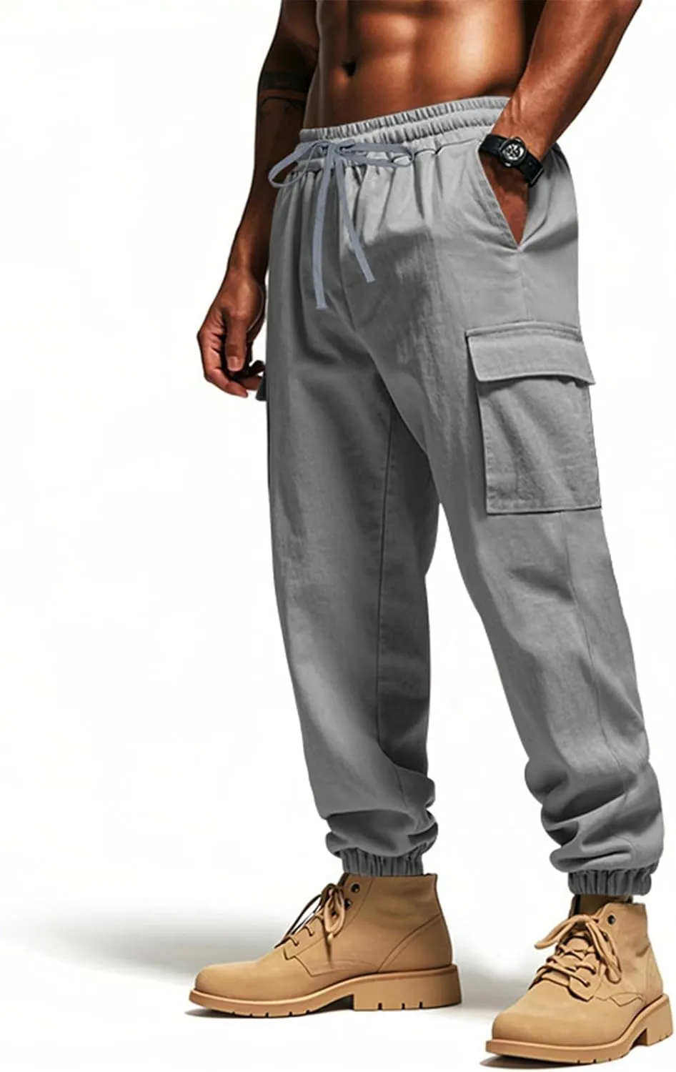 Mens Cargo Work Pants, Ripstop Stretch Tactical Pants, Outdoor Water Resistant Hiking Pants