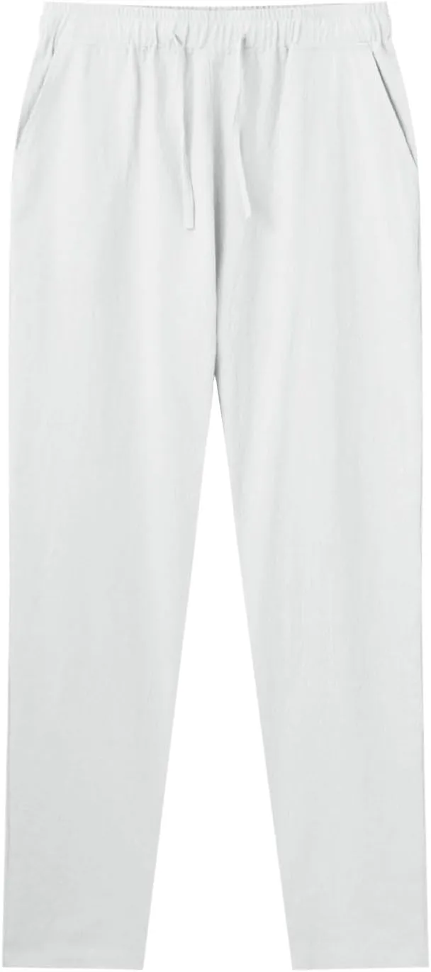 Mens Casual Cotton Pants Solid Color Yoga Beach Pants Lounge Joggers Workout Sport Pants Trousers with Pocket