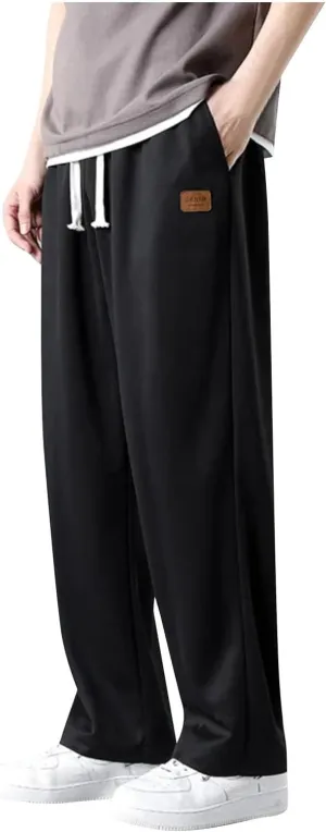 Mens Casual Pants, Drawstring Elastic Waist Lightweight Trousers Linen Beach Workout Summer Lounge Pants Sweatpants Mens