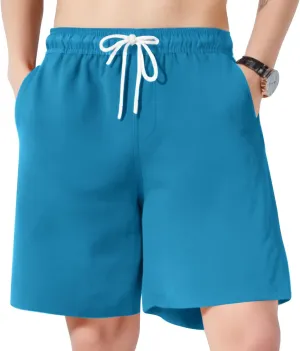 Mens Casual Shorts - Elastic Waist Drawstring Summer Beach Stretch Twill Chino Golf Short with Pockets