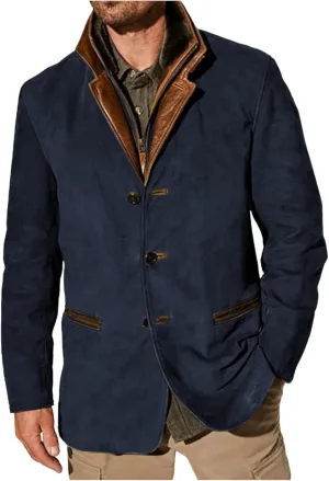 Mens Casual Trucker Jackets Vintage Jacket Button Down Fleece Coat Casual Winter Warm Outerwear with Pocket