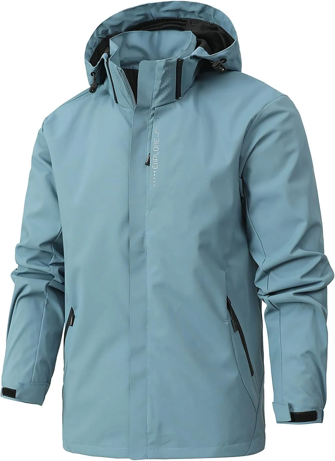 Men's Comfy Lightweight Waterproof Hooded Rain Jacket Outdoor Raincoat Shell Jacket for Hiking Travel Windbreakers