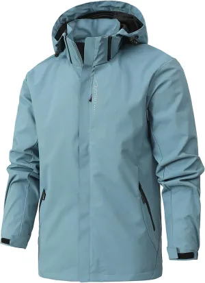 Men's Comfy Lightweight Waterproof Hooded Rain Jacket Outdoor Raincoat Shell Jacket for Hiking Travel Windbreakers