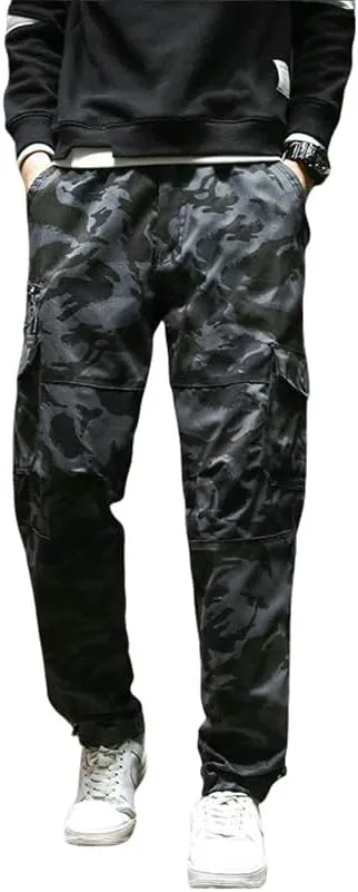 Men's Durable Multi-Pocket Straight Leg Cargo Work Pants Loose Fit