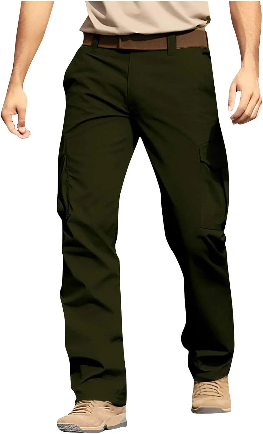 Men's Flex Ripstop Tactical Pants Water Resistant Stretch Cargo Pants Lightweight Hiking Work Trousers Multi Pockets