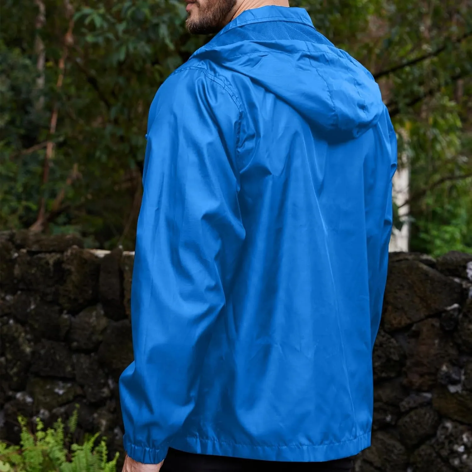 Mens Lightweight Hiking Rain Jackets with Hood Outdoor Travel Waterproof Raincoat Packable Shell Cycling Windbreakers