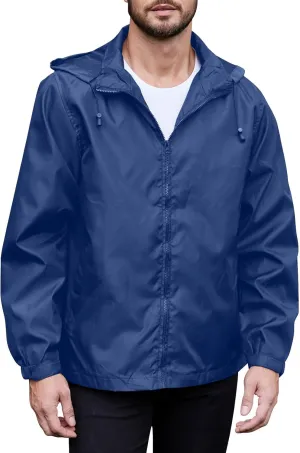 Mens Lightweight Hiking Rain Jackets with Hood Outdoor Travel Waterproof Raincoat Packable Shell Cycling Windbreakers