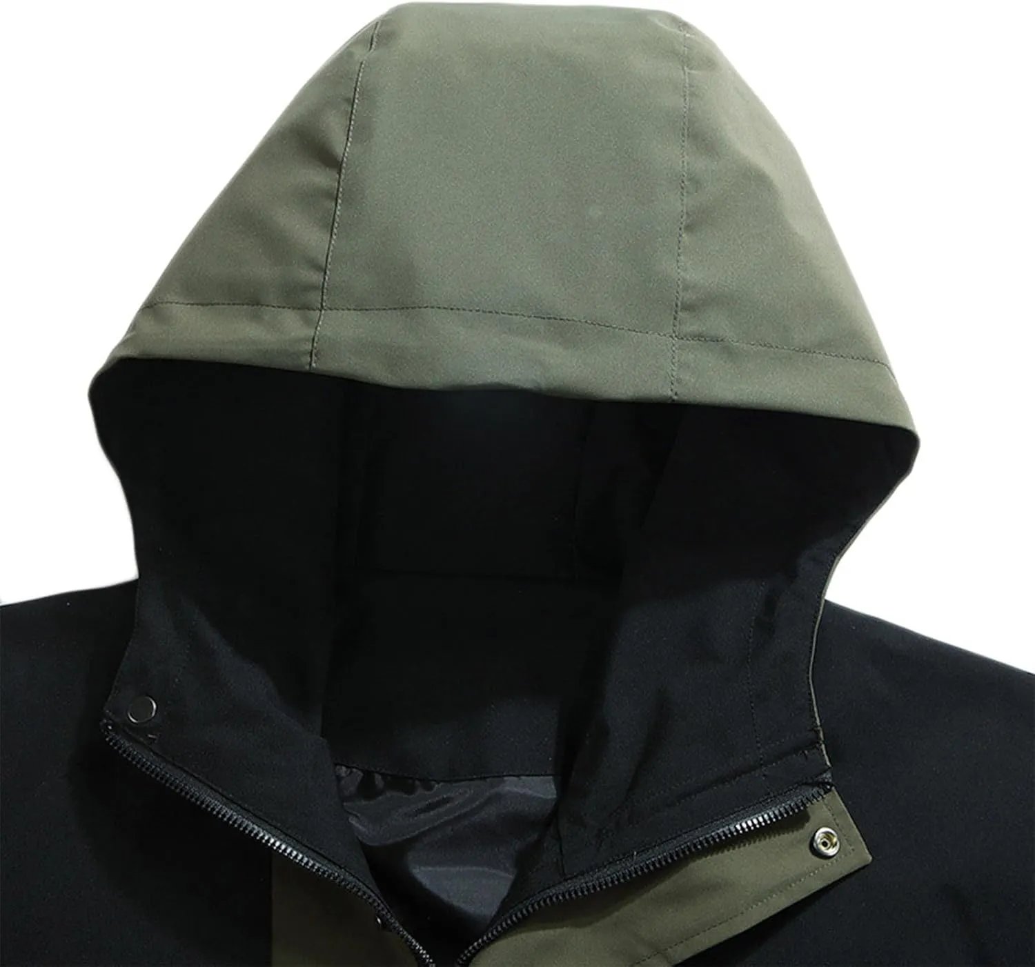 Men's Lightweight Waterproof Rain Jacket Hooded Outdoor Button Zip Hiking Windbreakers Jacket Casual Sportswear Coat