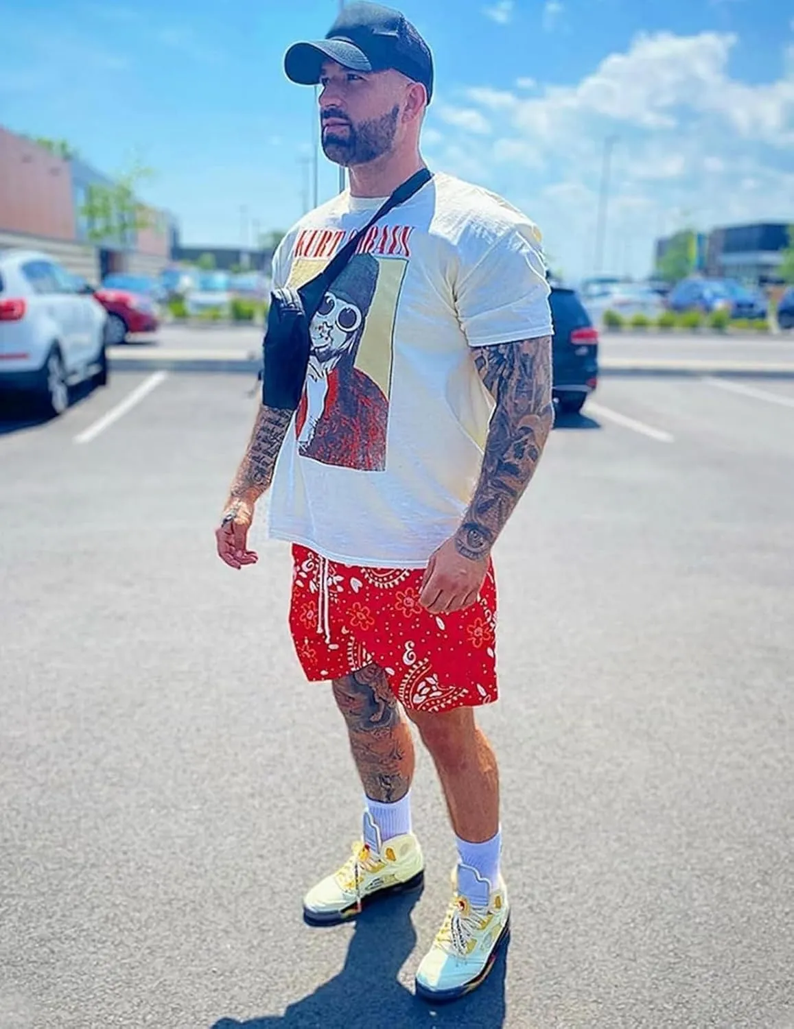 Mens Mesh Running Gym Shorts Quick-Dry with Graphic Print Lightweight Athletic Casual Shorts Pockets
