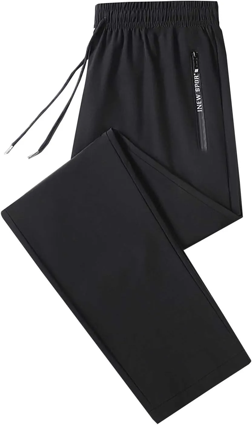 Mens Pants Casual Relaxed Fit Stretch Ice Silk Joggers Unisex Stretch Quick Drying Pants Silm Breathable Sports Pant