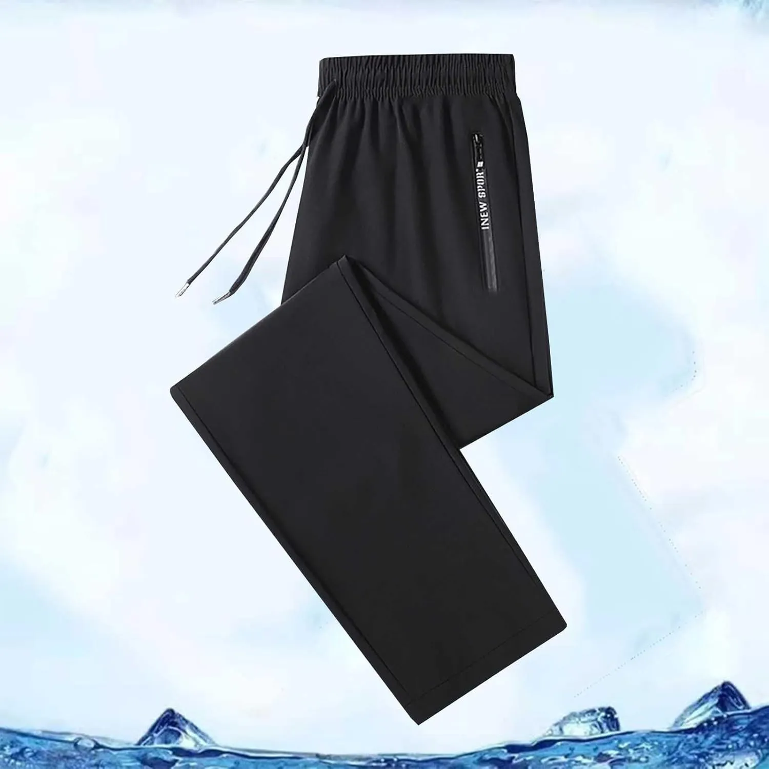 Mens Pants Casual Relaxed Fit Stretch Ice Silk Joggers Unisex Stretch Quick Drying Pants Silm Breathable Sports Pant
