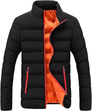 Men's Puffer Jackets Warm Windproof Winter Coat Windbreaker Stand Collar Quilted Down Jacket Winter Fall Spring Ski Jacket