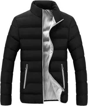 Men's Puffer Jackets Warm Windproof Winter Coat Windbreaker Stand Collar Quilted Down Jacket Winter Fall Spring Ski Jacket