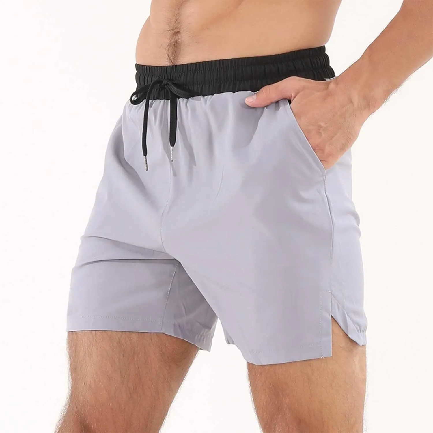 Men's Quick-Dry Water Resistant Nylon Shorts Casual Sports Speed-Dry Running Athletic Pockets Drawstring Shorts