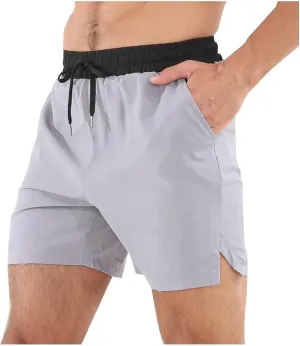 Men's Quick-Dry Water Resistant Nylon Shorts Casual Sports Speed-Dry Running Athletic Pockets Drawstring Shorts
