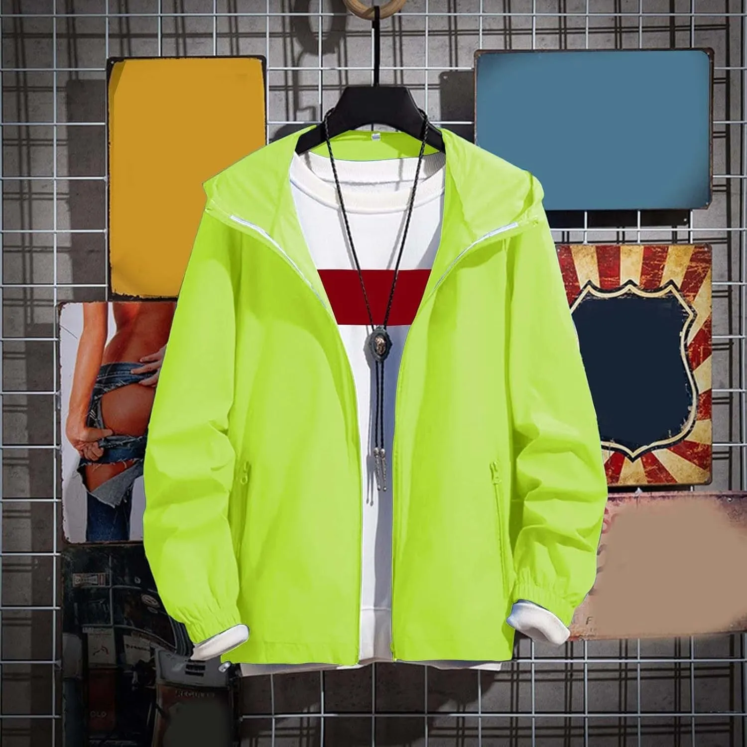 Mens Rain Jackets Waterproof with Hood Lightwieght Functional Hiking Windbreakers Fall Coats for Men Big and Tall