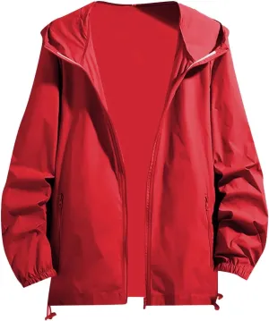 Mens Rain Jackets Waterproof with Hood Lightwieght Functional Hiking Windbreakers Fall Coats for Men Big and Tall