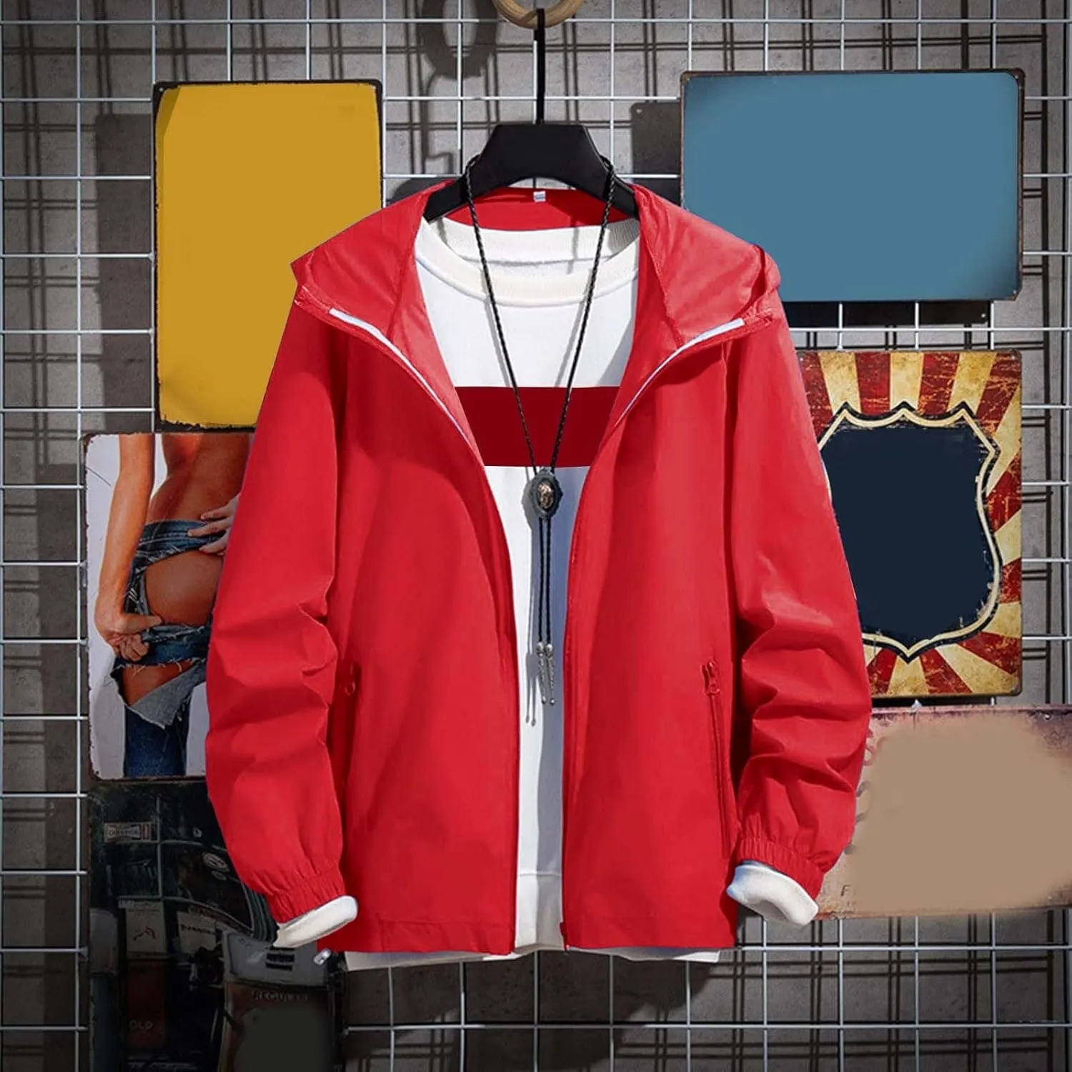 Mens Rain Jackets Waterproof with Hood Lightwieght Functional Hiking Windbreakers Fall Coats for Men Big and Tall