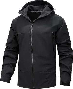 Mens Rain Jackets Waterproof with Hood Outdoor Hiking Raincoats Lightweight Slim Fit Softshell Windbreakers Jackets