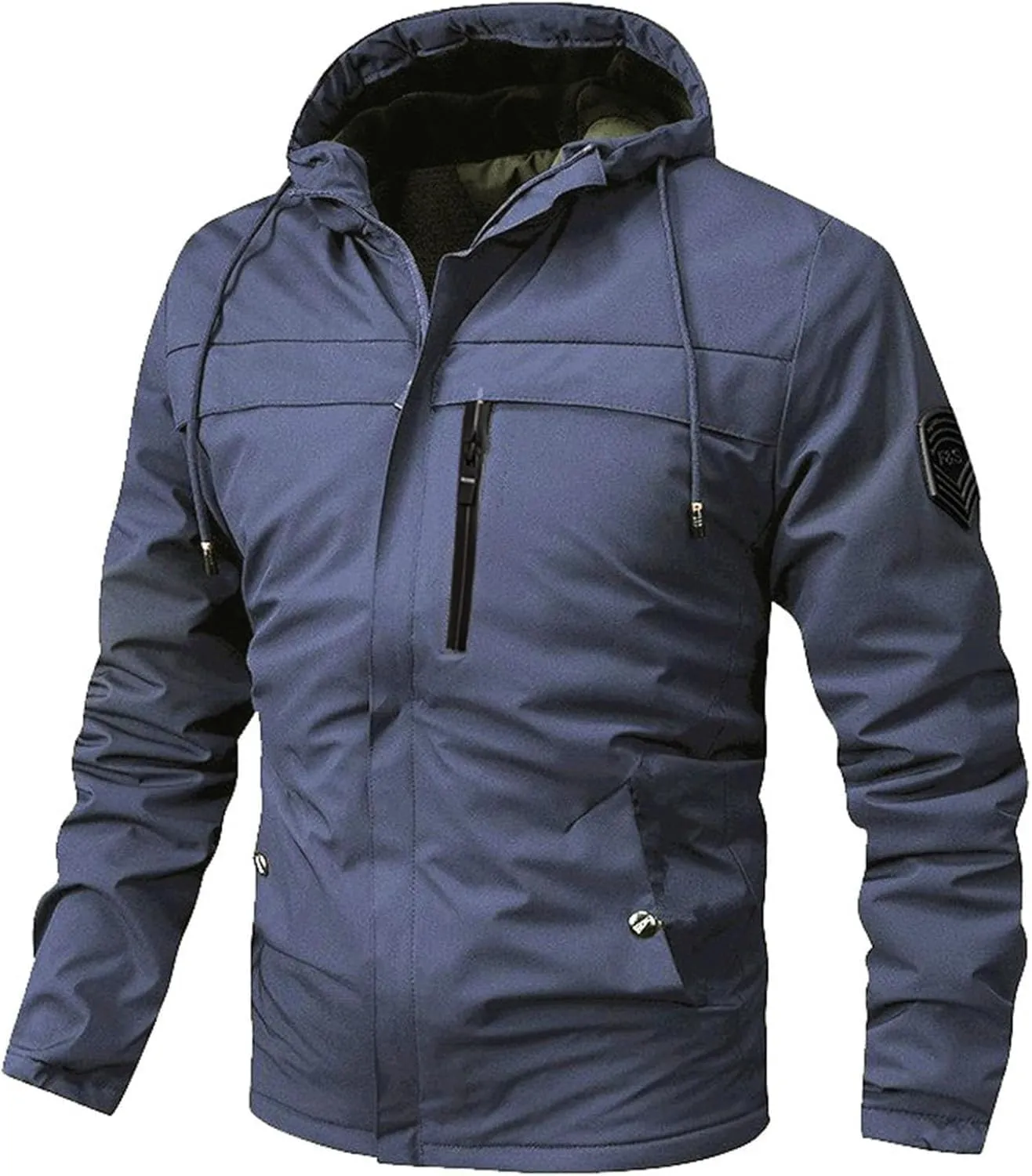 Mens Rain Jackets Zip Up Hooded Waterproof Windbreakers Loose Lightweight Coats Fashion Clothes with Pockets