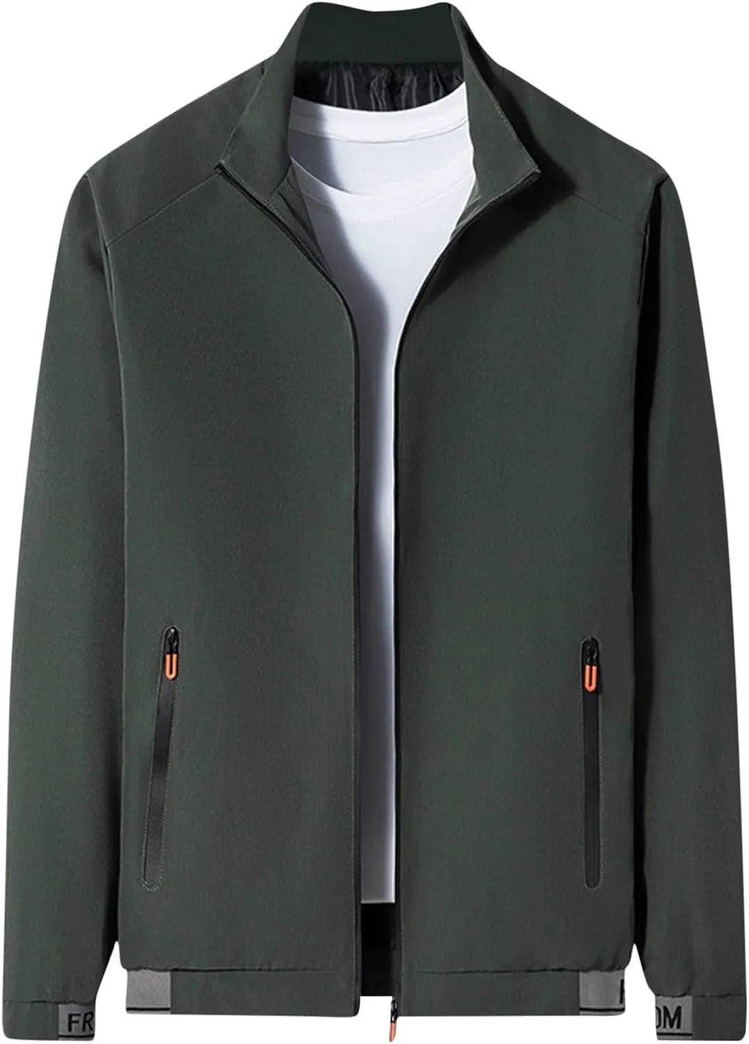 Mens Rain Jackets Zip Up Hooded Waterproof Windbreakers Loose Lightweight Coats Lapel Fashion Clothes with Pockets