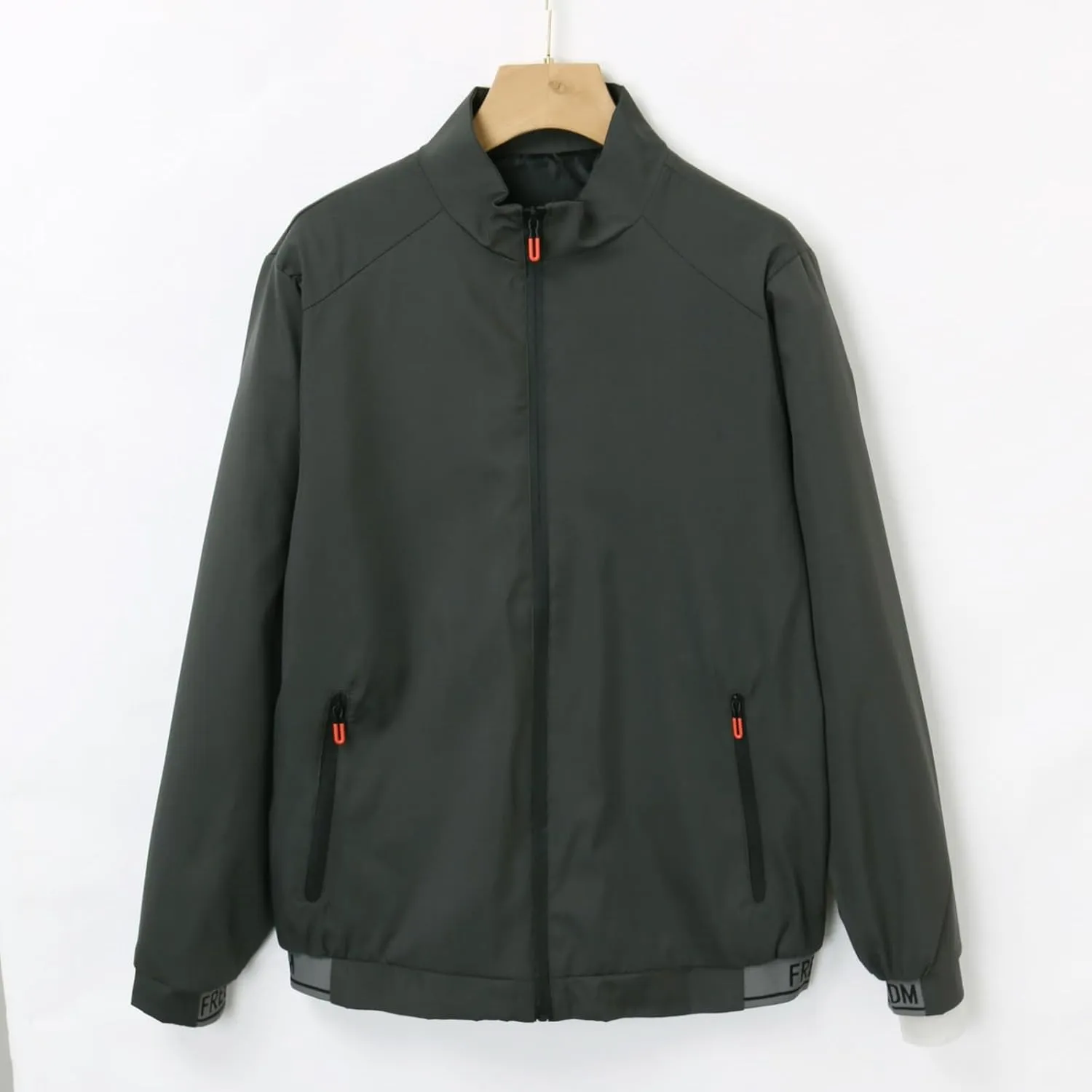 Mens Rain Jackets Zip Up Hooded Waterproof Windbreakers Loose Lightweight Coats Lapel Fashion Clothes with Pockets