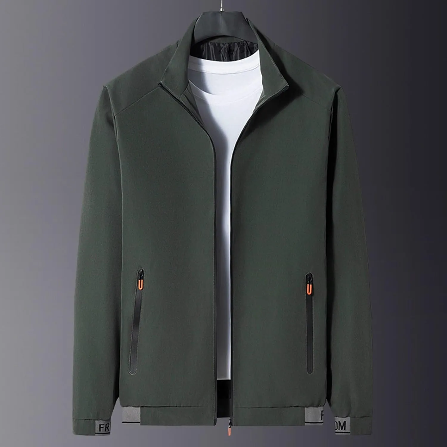 Mens Rain Jackets Zip Up Hooded Waterproof Windbreakers Loose Lightweight Coats Lapel Fashion Clothes with Pockets