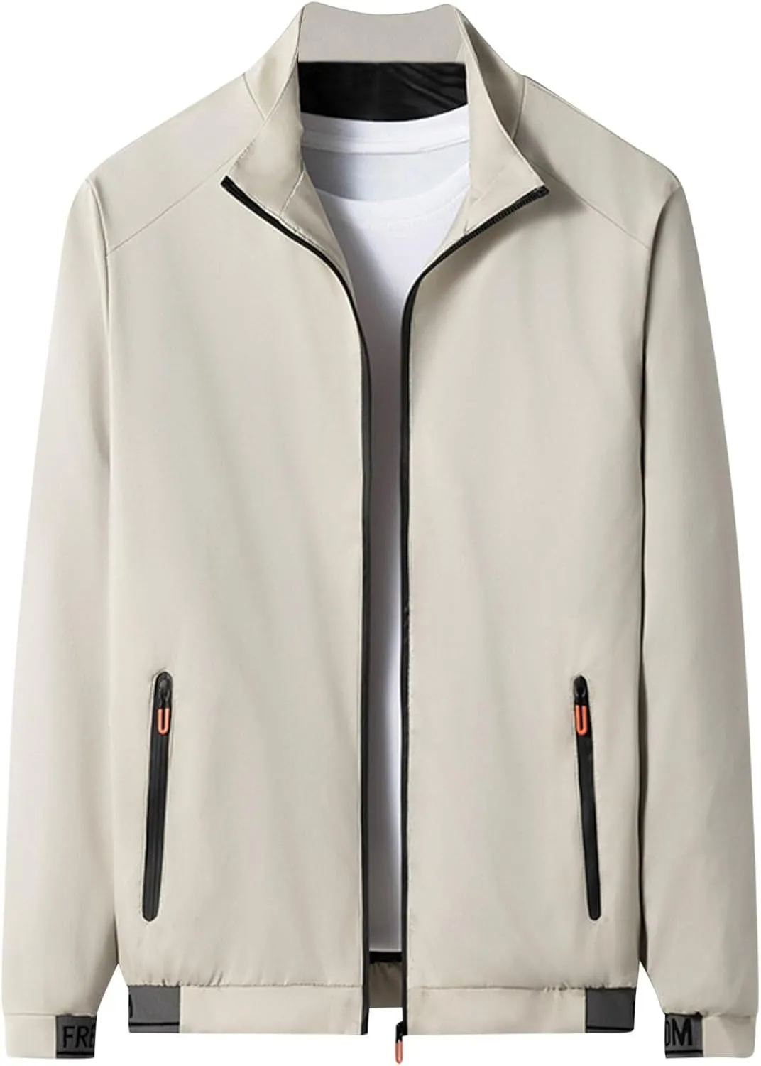 Mens Rain Jackets Zip Up Hooded Waterproof Windbreakers Loose Lightweight Coats Lapel Fashion Clothes with Pockets