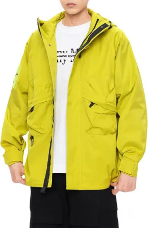 Mens Raincoat Water-Resistant Windbreakers Mountain Sports Jacket Men Winter Outdoor Travel Hooded Jacket Zip Up